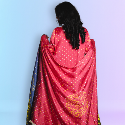 Pure Modal Silk Half With Gerogette Hand Work With Pure Modal Silk Dupatta