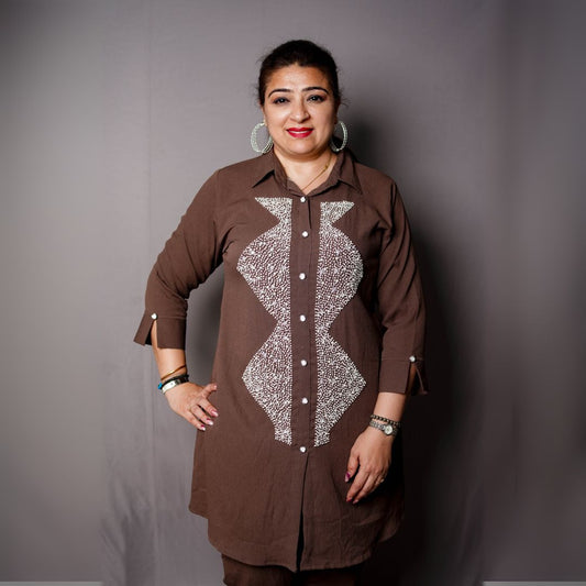 Choco Pearl Embellished Cord Set