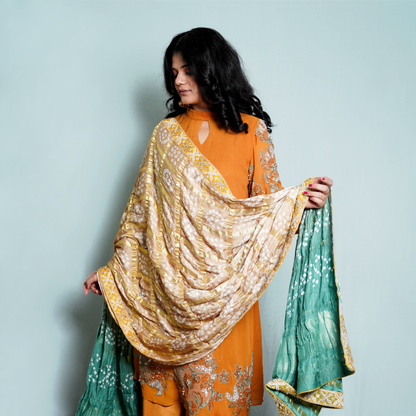 Semi georgette with pure modal gatchola dupatta